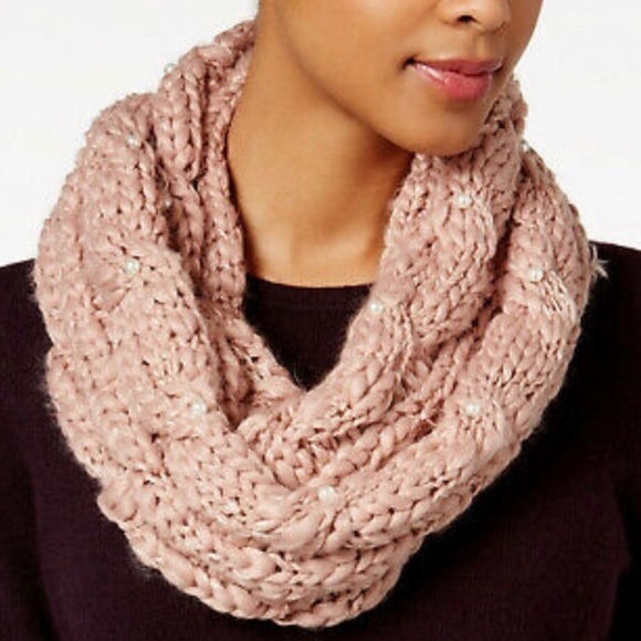 Betsey Johnson Pearly Infinity Snood Scarf Pink - Picture 1 of 8
